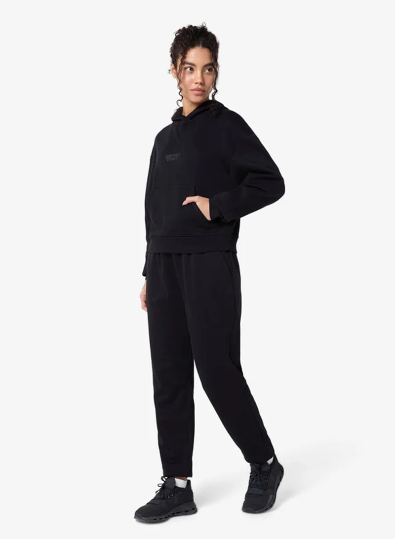 Squatwolf Black Oversized Cropped Hoodie for Women | Best Price UAE